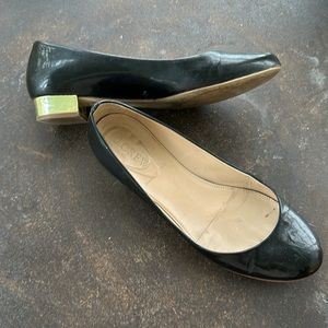 Metallic Heeled Patent Leather Ballerinas J. Crew